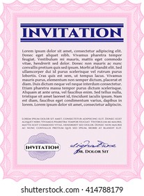 Vintage Einladungsvorlage. Mit guillochiertem Muster und Hintergrund. Vektorgrafik. Ausgezeichnetes, komplexes Design. 