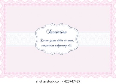 Plantilla de invitación de época. Con patrón de guilloche y fondo. Ilustración vectorial. Diseño elegante.