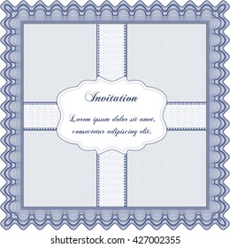 Vintage invitation template. With guilloche pattern and background. Vector illustration. Elegant design. 