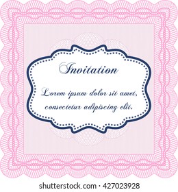 Vintage invitation template. With guilloche pattern and background. Excellent complex design. Vector illustration. 