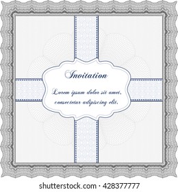 Vintage invitation template. With guilloche pattern and background. Excellent complex design. Vector illustration. 