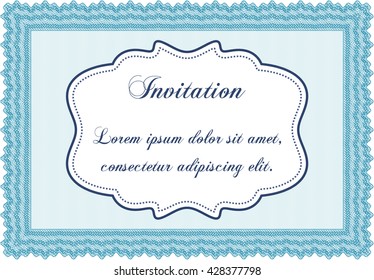 Vintage invitation template. With guilloche pattern and background. Excellent complex design. Vector illustration. 