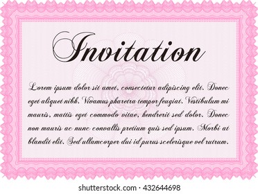 Plantilla de invitación de época. Con patrón de guilloche. Diseño elegante. Ilustración vectorial. 