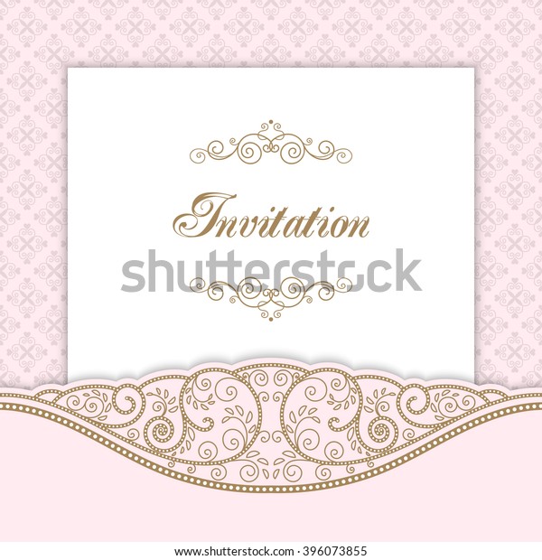 Vintage invitation template with lacy
borders. Vector
illustration