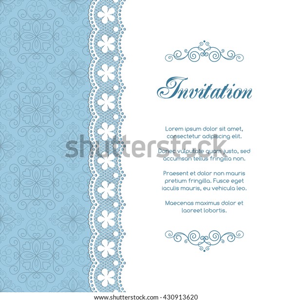 Vintage invitation template
with lacy doily on seamless background. Retro style vector
illustration