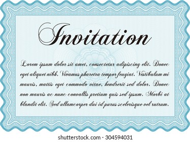 Vintage invitation template. With linear background. Border, frame.Excellent complex design. 