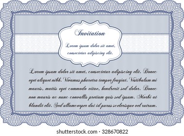 Vintage invitation template. Nice design. With guilloche pattern and background. Detailed.