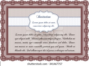 Vintage invitation template. With quality background. Sophisticated design. Detailed.