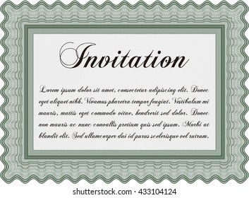Vintage invitation template. Retro design. With guilloche pattern. Vector illustration. 