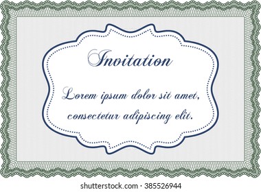 Vintage invitation template. Vector illustration. Elegant design. With guilloche pattern. 