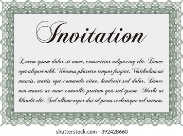 Vintage invitation template. Vector illustration. With guilloche pattern. Retro design. 