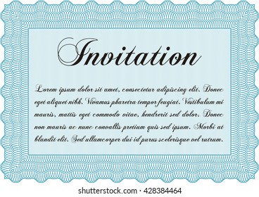 Vintage invitation template. Vector illustration. Elegant design. With guilloche pattern. 