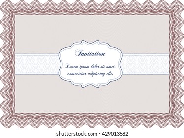 Vintage invitation template. Vector illustration. With guilloche pattern. Elegant design. 