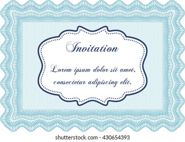 Vintage invitation template. Vector illustration. Elegant design. With guilloche pattern. 
