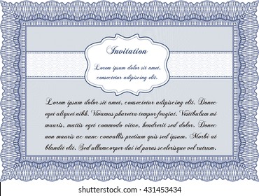 Vintage invitation template. Vector illustration. With guilloche pattern. Elegant design. 
