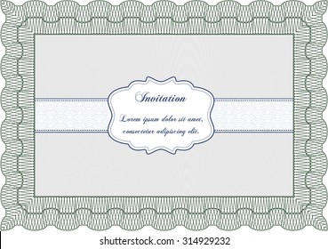 Vintage invitation template. Vector illustration.With guilloche pattern and background. Artistry design. 