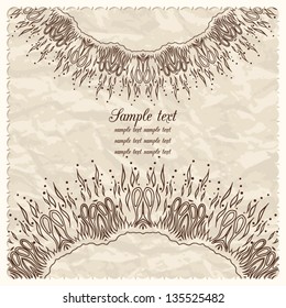 Vintage invitation vector card on crumpled paper. Pastel colors.