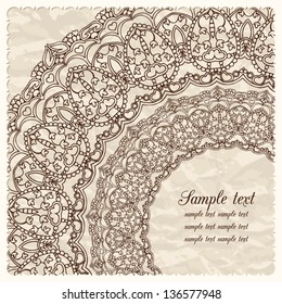 Vintage invitation vector card on crumpled paper. Pastel colors.
