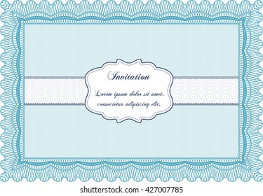 Vintage invitation. Vector illustration. With complex linear background. Excellent complex design. 