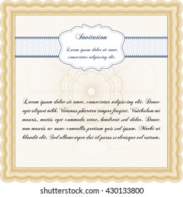 Vintage invitation. Vector illustration. With complex linear background. Artistry design. 