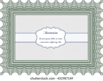 Vintage invitation. Vector illustration. With complex linear background. Artistry design. 