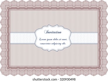 Vintage invitation. Vector illustration.With complex background. Elegant design. 