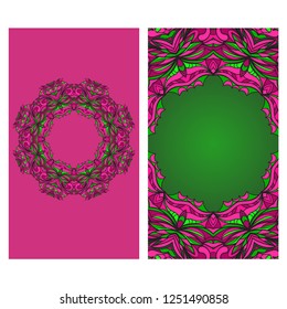 Vintage Invitation Or Wedding Card with floral ornament. Vector Illustatration. Gradient color.