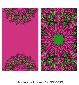 Vintage Invitation Or Wedding Card with floral ornament. Vector Illustatration. Gradient color.