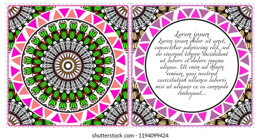 Vintage Invitation or wedding card. Vector illustatration. The front and rear side