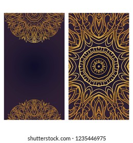 Vintage Invitation or wedding card. Vector illustatration. The front and rear side