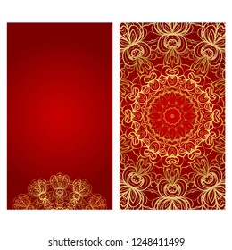 Vintage Invitation or wedding card. Vector illustatration. The front and rear side.