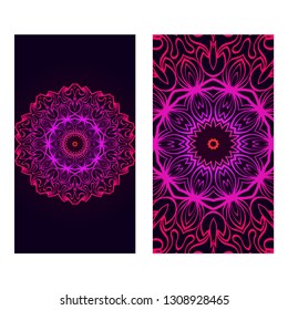 Vintage Invitation Or Wedding Card. Vector Illustatration. The Front And Rear Side. Purple color.