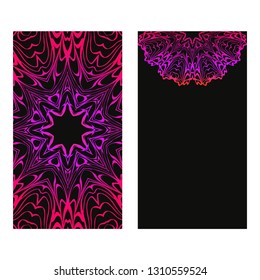 Vintage Invitation Or Wedding Card. Vector Illustatration. The Front And Rear Side. Black purple color.