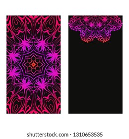 Vintage Invitation Or Wedding Card. Vector Illustatration. The Front And Rear Side. Black purple color.
