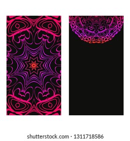 Vintage Invitation Or Wedding Card. Vector Illustatration. The Front And Rear Side. Black purple color.