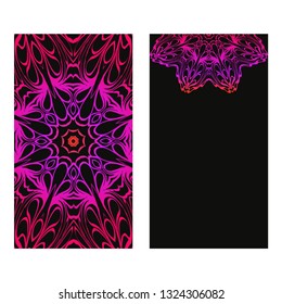 Vintage Invitation Or Wedding Card. Vector Illustatration. The Front And Rear Side. Black purple color.