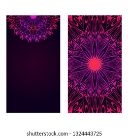 Vintage Invitation Or Wedding Card. Vector Illustatration. The Front And Rear Side. Purple color.