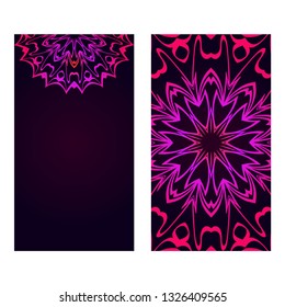 Vintage Invitation Or Wedding Card. Vector Illustatration. The Front And Rear Side. Purple color.