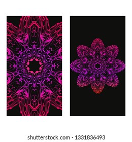 Vintage Invitation Or Wedding Card. Vector Illustatration. The Front And Rear Side. Black purple color.