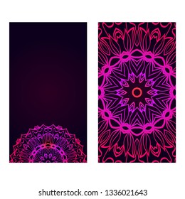 Vintage Invitation Or Wedding Card. Vector Illustatration. The Front And Rear Side. Purple color.