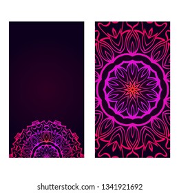 Vintage Invitation Or Wedding Card. Vector Illustatration. The Front And Rear Side. Purple color.