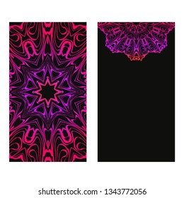 Vintage Invitation Or Wedding Card. Vector Illustatration. The Front And Rear Side. Black purple color.