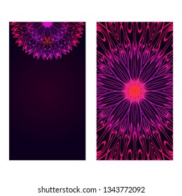 Vintage Invitation Or Wedding Card. Vector Illustatration. The Front And Rear Side. Purple color.
