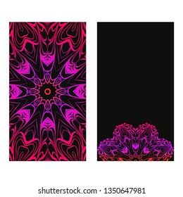 Vintage Invitation Or Wedding Card. Vector Illustatration. The Front And Rear Side. Black purple color.