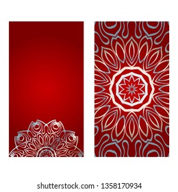 Vintage Invitation Or Wedding Card. Vector Illustatration. The Front And Rear Side. Red silver color.