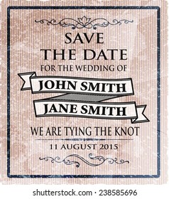 Invitación vintage o tarjeta de boda, Ilustración vectorial