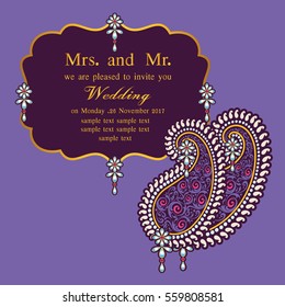 Vintage invitation and wedding cards. Template frame. Perfect cards for any other kind of design, birthday and other holiday, medallion, india, arabic

