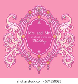 Vintage invitation and wedding cards. Template frame. Perfect cards for any other kind of design, birthday and other holiday, medallion, india, arabic
