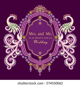 Vintage invitation and wedding cards. Template frame. Perfect cards for any other kind of design, birthday and other holiday, medallion, india, arabic
