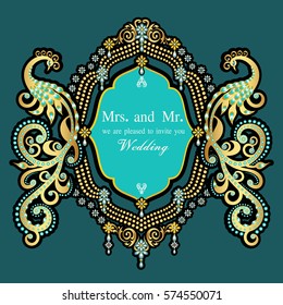 Vintage invitation and wedding cards. Template frame. Perfect cards for any other kind of design, birthday and other holiday, medallion, india, arabic
